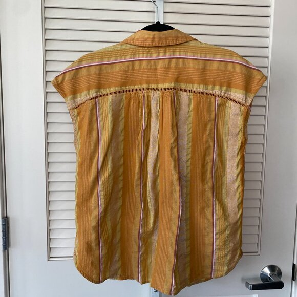 Anthropologie Pilcro The Serena Surf Henley, Yellow Combo, Size S - Picture 2 of 7